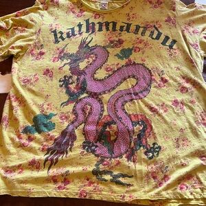 Magnolia Pearl Yellow Floral Dragon Graphic Tee